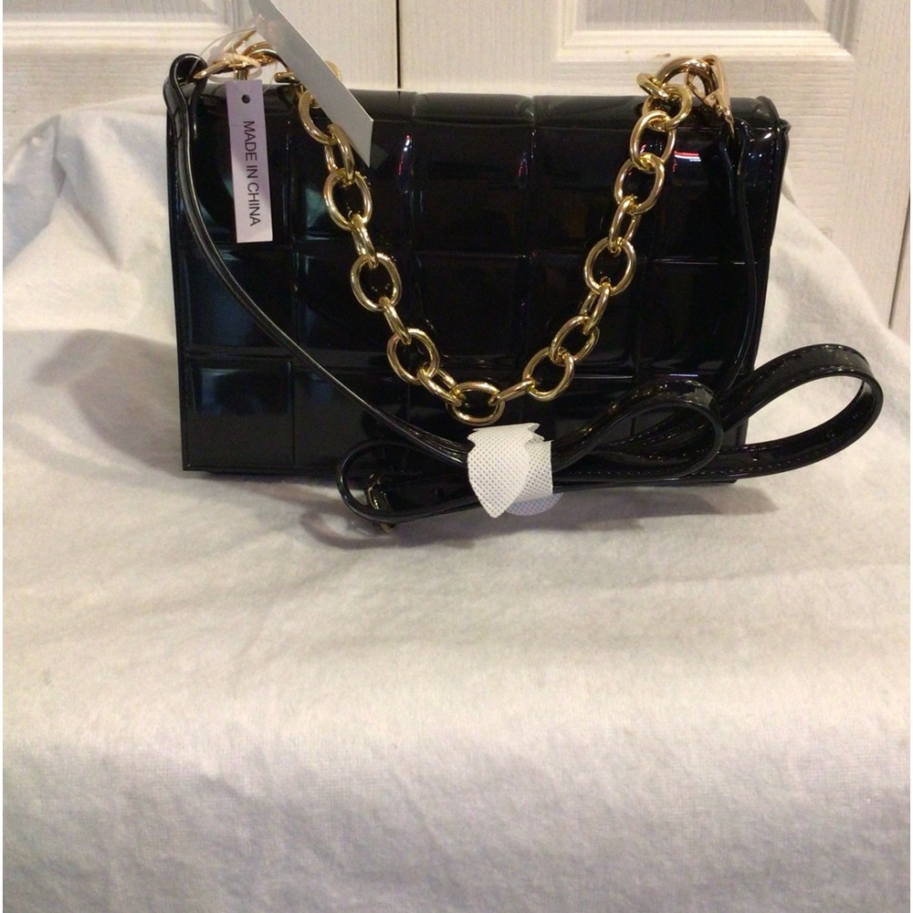 Small black leather purse